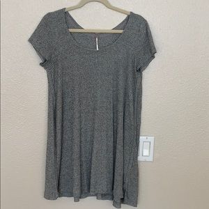 Free People Light Grey Ribbed Shirt